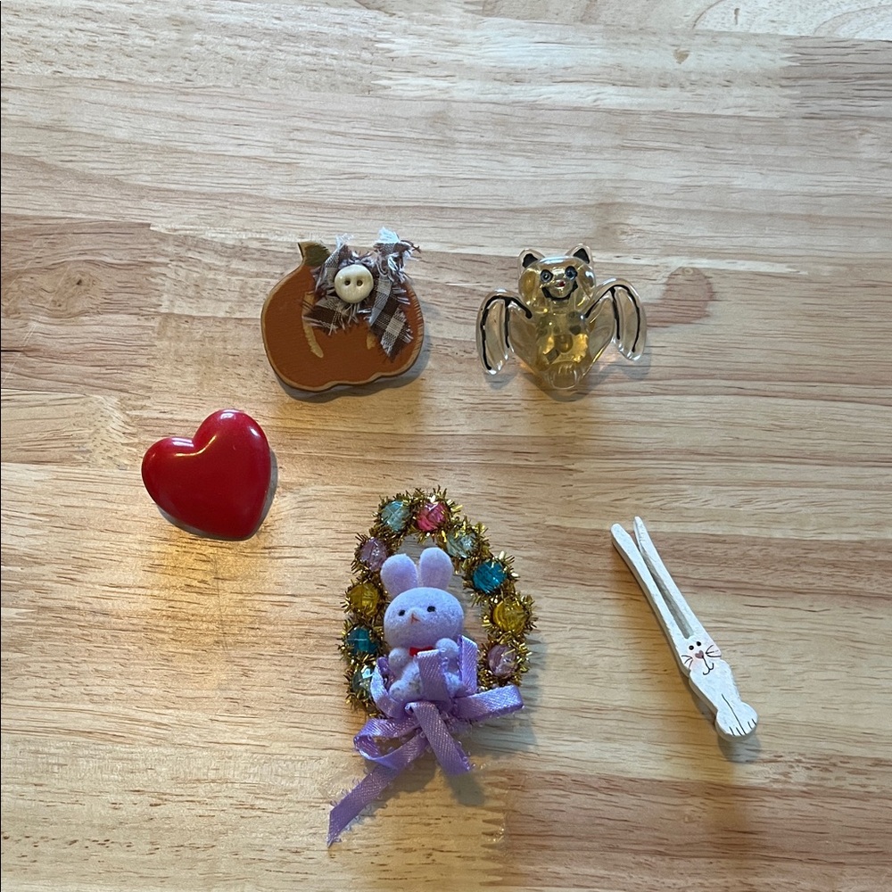 Cute Assorted Brooch Set with Heart and Bunny